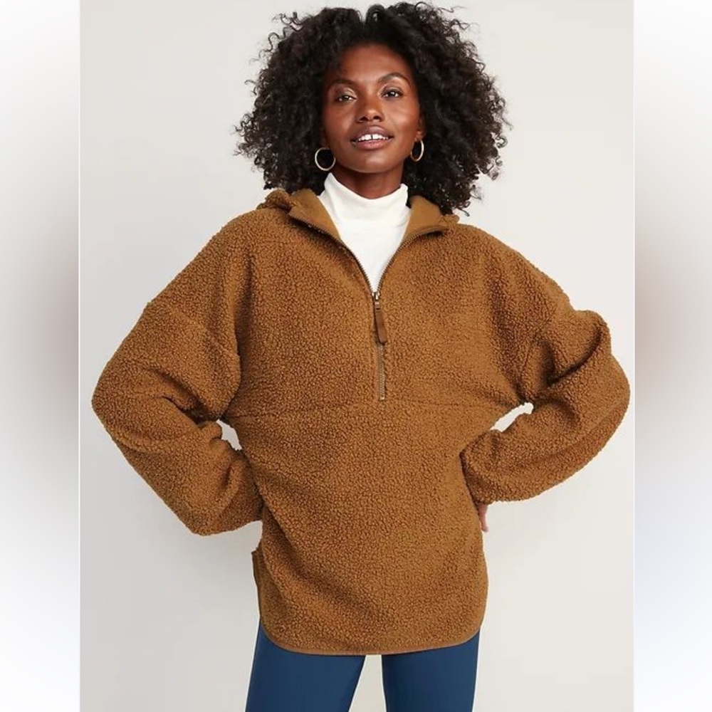 Old Navy Rust Brown Sherpa Sweater/jacket ladies large